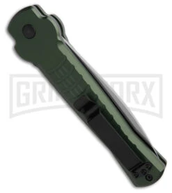 AKC X-treme Ace1 Side Opener Green Automatic Knife - Satin Plain -Kershaw Store AKC Ace Side Opener Automatic Knife Green 3in Satin BHQ 189090 td side large