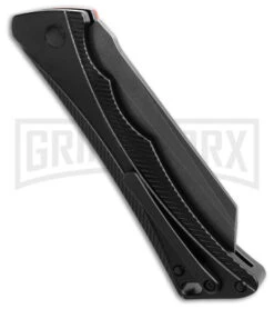 AKC Smarty Black W/Orange Bolster Automatic Knife Reverse Tanto - Black SW Plain -Kershaw Store AKC Smarty AK Black w Orange Bolster 3in BSW BHQ 184665 td side large