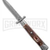 AKC Automatic Swinguard 9" Stag Bayonet Blade - Damascus Plain 1 AKC Automatic Swinguard 9" Stag Bayonet Blade - Damascus Plain -Kershaw Store AKC Stiletto Swinguard Automatic Knife Stag Horn w Sheath 4in Damascus Bayo BHQ 189377 hd large