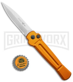 AKC X-treme Ace Orange Automatic Knife - Satin Plain -Kershaw Store AKC X treme Ace Auto Orange Satin BHQ 136149 jr bottlecap large