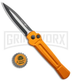 AKC X-treme Ace Orange Automatic Knife - Two Tone Dagger Plain -Kershaw Store AKC X treme Ace Auto Orange TT BHQ 143389 jr bottlecap large