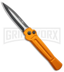 AKC X-treme Ace Orange Automatic Knife - Two Tone Dagger Plain