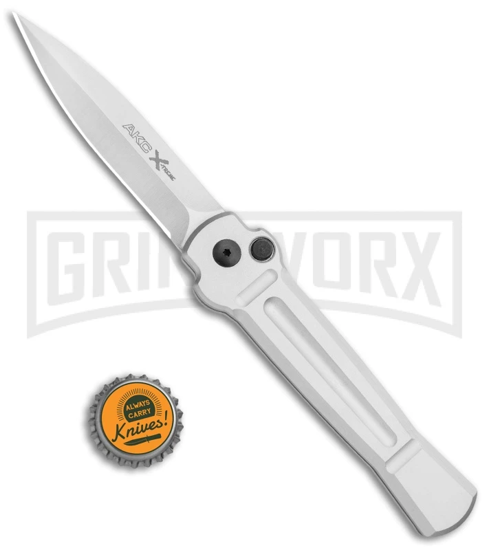 AKC X-treme Ace Silver Automatic Knife - Satin Plain 6 AKC X-treme Ace Silver Automatic Knife - Satin Plain - Image 4
