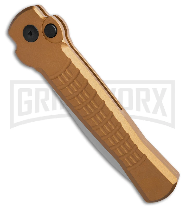 AKC X-treme Ace1 Gold Aluminum Automatic Knife - Satin Plain 4 AKC X-treme Ace1 Gold Aluminum Automatic Knife - Satin Plain - Image 2