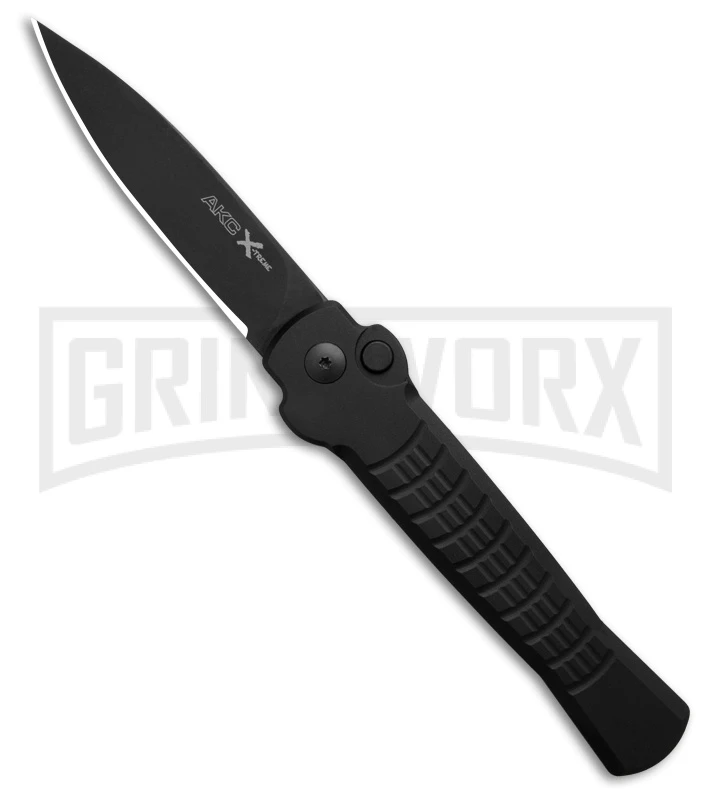 AKC X-treme Ace1 Side Opener Black Automatic Knife - Black Plain 3 AKC X-treme Ace1 Side Opener Black Automatic Knife - Black Plain