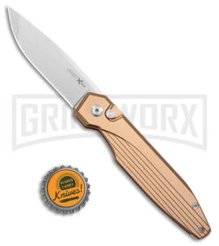 AKC X-treme Dandy Tan Aluminum Automatic Knife (Stonewash) -Kershaw Store AKC X treme Dandy Tan Aluminum Auto SW BHQ 176851 jr bottlecap large