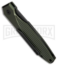 AKC X-treme Dandy Green Aluminum Automatic Knife - Black Stonewash Plain -Kershaw Store AKC Xtreme Dandy Green Aluminum AK Black SW BHQ 174571 td side large