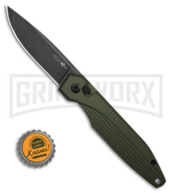 AKC X-treme Dandy Green Aluminum Automatic Knife - Black Stonewash Plain -Kershaw Store AKC Xtreme Dandy Green Aluminum AK Black SW BHQ 174571 td size large