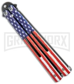 American Flag Balisong Butterfly Knife Black - Blade Pain 8 American Flag Balisong Butterfly Knife Black - Blade Pain -Kershaw Store American Flag Balisong Butterfly Black Blade BF 202 5 GX 37597 jr side large
