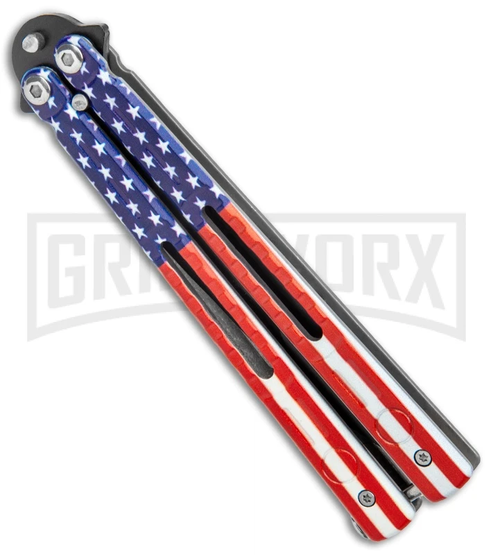 American Flag Balisong Butterfly Knife Black - Blade Pain 4 American Flag Balisong Butterfly Knife Black - Blade Pain - Image 2
