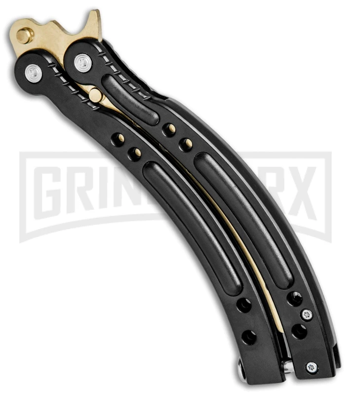 Andux CS Black Balisong Butterfly Trainer - Gold Holes 5 Andux CS Black Balisong Butterfly Trainer - Gold Holes - Image 3