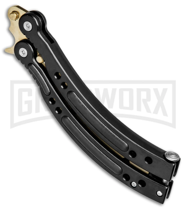 Andux CS Black Balisong Butterfly Trainer - Gold Holes 4 Andux CS Black Balisong Butterfly Trainer - Gold Holes - Image 2