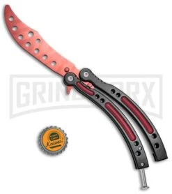 Andux CS Red/Black Balisong Butterfly Trainer - Red Holes -Kershaw Store Andux C S Red Black Balisong Butterfly Trainer Red Holes A0002544 BP 24581 jr bottlecap large