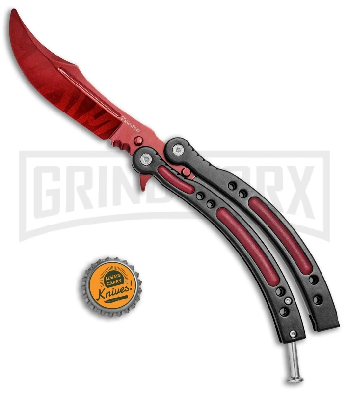 Andux CS Red/Black Balisong Butterfly Trainer - Red Plain 6 Andux CS Red/Black Balisong Butterfly Trainer - Red Plain - Image 4