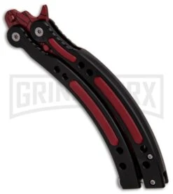 Andux CS Balisong Black Butterfly Knife W/ Red Inlays - Bowie Red Spider Web -Kershaw Store Andux CS Balisong Black Butterfly Red Inlays Bowie Red Spider Web GX 32300 er spine large
