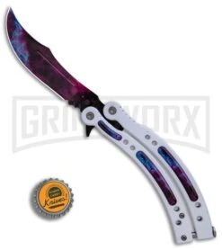 Andux CS Balisong White Butterfly Knife W/ Stardust Inlays - Bowie Stardust -Kershaw Store Andux CS Balisong White Butterfly Stardust Inlays Bowie Stardust GX 32298 er bottlecap large