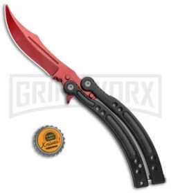 Andux CS Red/Black Balisong Butterfly Kinfe W/Black Handle/ Inlays -Red Plain -Kershaw Store Andux CS Red Black Balisong Butterfly Black Inlay Bowie Red Plain GX 35607 jr bottlecap large