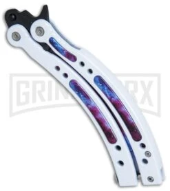 Andux CS White/Stardust Balisong Butterfly Trainer - Stardust Holes -Kershaw Store Andux CS White Stardust trainer stardust holes BP 24583 er spine large