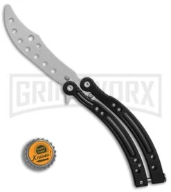 Andux CS Black Balisong Butterfly Trainer - Satin Holes 9 Andux CS Black Balisong Butterfly Trainer - Satin Holes -Kershaw Store Andux CS black trainer satin holes BP 24582 er bottlecap large