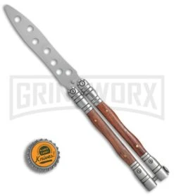 Andux Grift Rosewood Balisong Butterfly Trainer - Satin -Kershaw Store Andux Grift Rosewood trainer satin BP 24592 er bottlecap large