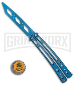 Andux Spectre Blue Balisong Butterfly Trainer - Tanto Blue -Kershaw Store Andux Spectre Blue trainer tanto blue BP 24593 er bottlecap large