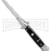 9" Anomaly Stiletto Black Pearlex Automatic Knife - Satin Kriss