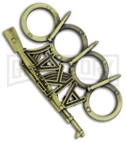 Antique Bronze AK47 Four Hole Paper Weight Knuckles -Kershaw Store Antique Bronze AK47 Knuckles GX 37442 jr large