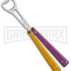 BB Barfly Pro Purple/Yellow Bottle Opener Butterlfy Trainer -Kershaw Store BB Barfly Pro Model Bottle Opener Butterfly Trainer Purple Yellow BHQ 87778 er large
