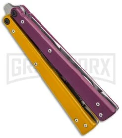 BB Barfly Pro Purple/Yellow Bottle Opener Butterlfy Trainer -Kershaw Store BB Barfly Pro Model Bottle Opener Butterfly Trainer Purple Yellow BHQ 87778 er side 2 large