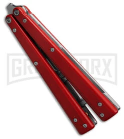 BB Barfly Pro V3 Red Bottle Opener Butterfly Trainer - Satin Plain -Kershaw Store BB Barfly Pro V3 Red Bottle Opener Butterlfy Trainer BHQ 87773 td side large