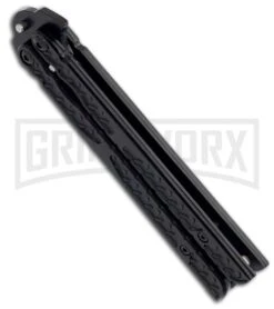 Dwarf Black Balisong Butterfly Knife - Black Plain -Kershaw Store BP black butterfly wg860 bside large