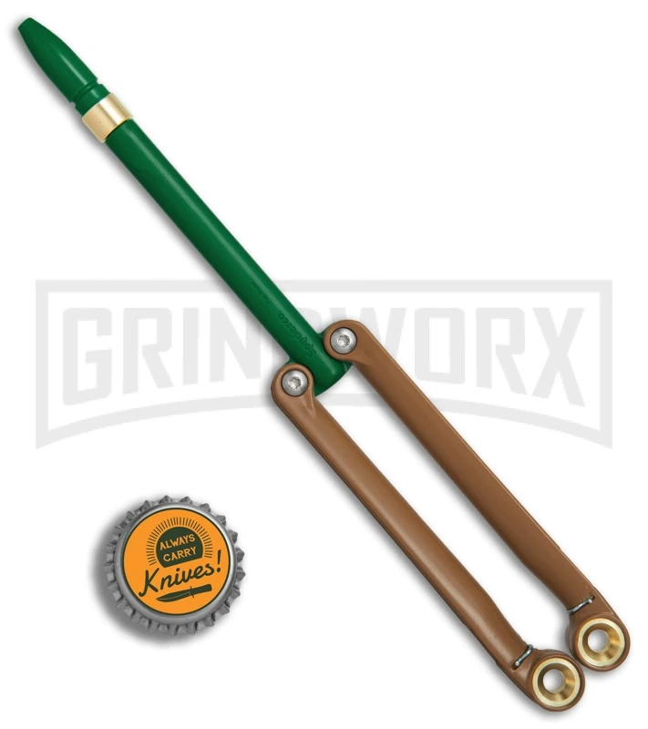 BaliYo By Spyderco Butterfly Pen Flipper Green/Brown 6 BaliYo By Spyderco Butterfly Pen Flipper Green/Brown - Image 4
