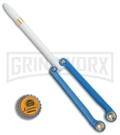 BaliYo By Spyderco Butterfly Pen Flipper Blue/White -Kershaw Store BaliYo by Spyderco Butterfly Pen Fisher Space Pen blue white USA Made BHQ 82799 er bottlecap large
