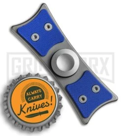 Bastion Large EDC Fidget Spinner - Titanium/Blue G-10 -Kershaw Store Bastion Lrg EDC Spinner Fidget Toy Silver Ti Blue G 10 BSTN207L BHQ 67916 jr bottlecap large