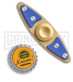 Bastion Small EDC Fidget Spinner - Gold Titanium/Blue G-10 -Kershaw Store Bastion Small EDC Spinner Fidget Toy Gold ti blue G10 BHQ 66575 er size large