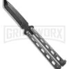 Bear And Son Knives 114 Large Balisong Butterfly Knife - Damascus Tanto -Kershaw Store Bear Butterfly Knife Large Tanto Damascus Blade 4in Plain BHQ 0887 hd large
