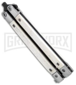 Bear And Son White Smooth Bone Balisong Butterfly Knife - Black Plain 7 Bear And Son White Smooth Bone Balisong Butterfly Knife - Black Plain -Kershaw Store Bear Butterfly Knife White Smooth Bone Handle Black WSB17 BHQ 14380 jr spine large