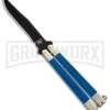 Bear & Son Blue G-10 Butterfly Knife - Black Plain 1 Bear & Son Blue G-10 Butterfly Knife - Black Plain -Kershaw Store Bear Butterfly Knive blue G10 handles Black Plain BHQ 87253 er large
