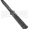 Bear OPS Bear Song V Sim Carbon Fiber Balisong Butterfly Knife - Black Plain -Kershaw Store Bear OPS Bear Song 500 Butterfly Sim Carbon Fiber Black BHQ 35746 jr large