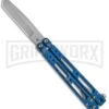 Bear OPS Bear Song IV Blue Raindrop Balisong Butterfly Knife - Tanto Bead Blast -Kershaw Store Bear OPS Bear Song IV Tanto Butterfly Blue Raindrop BB B 410 AIBD AP 35035 BHQ 67848 jr 2 large