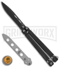 Bear OPS Bear-Song II Black Balisong Butterfly Knife (4.5" Black/Trainer Plain) -Kershaw Store Bear OPS Bear song II Butterfly Black G 10 BHQ 50068 er bottlecap large