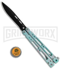 Bear Ops Bear Song IV Cyan Speckle Blue Butterfly Knife - Black -Kershaw Store Bear Ops Bear Song IV Butterfly Cyan Speckle Blue Black B 400 AICY B BHQ 83465 jr bottlecap large