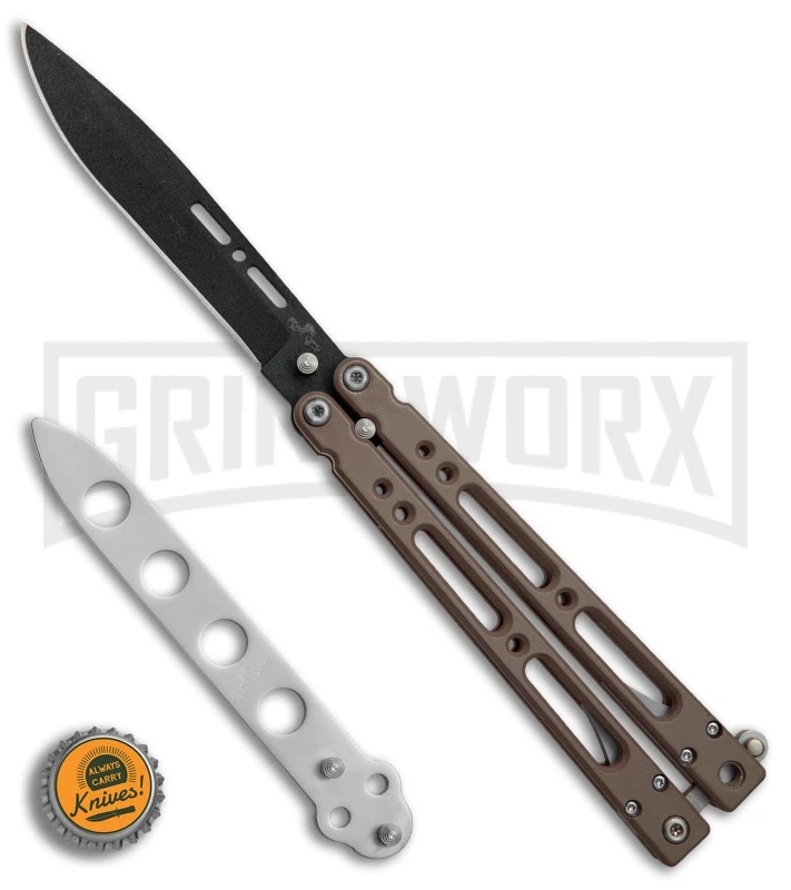 Bear OPS Bear Song IV Dark Sand Balisong Butterfly Knife W/Trainer - Black Plain 8 Bear OPS Bear Song IV Dark Sand Balisong Butterfly Knife W/Trainer - Black Plain - Image 6