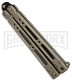 Bear OPS Bear Song IV Light Sand Balisong Butterfly Knife W/Trainer - Black -Kershaw Store Bear Ops Bear Song IV Light Sand trainer black BHQ 78831 er side large