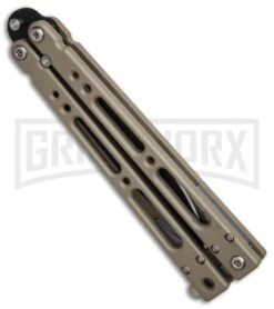 Bear OPS Bear Song IV Light Sand Balisong Butterfly Knife W/Trainer - Black -Kershaw Store Bear Ops Bear Song IV Light Sand trainer black BHQ 78831 er spine large
