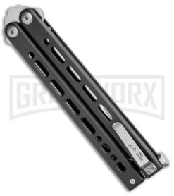 Bear Ops Bear Song VIII Black Butterfly Knife - Clip Point Satin Plain -Kershaw Store Bear Ops Bear Song VIII Butterfly CP Black Steel Satin BHQ 107303 jr side large