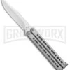 Bear Ops Bear Song VIII Gray Butterfly Knife - Clip Point Satin Plain -Kershaw Store Bear Ops Bear Song VIII Butterfly DP Satin B 800 SS S BHQ 102069 jr large
