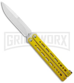 Bear Ops Bear Song VIII Yellow Butterfly Knife - Bayonet Satin Plain