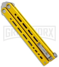 Bear Ops Bear Song VIII Yellow Butterfly Knife - Bayonet Satin Plain 8 Bear Ops Bear Song VIII Yellow Butterfly Knife - Bayonet Satin Plain -Kershaw Store Bear Ops Bear Song VIII Butterfly Yellow CP Satin B 820 SSYW S BHQ 124145 jr side large