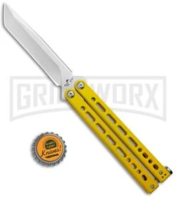 Bear Ops Bear Song VIII Yellow Butterfly Knife - Tanto Satin Plain -Kershaw Store Bear Ops Bear Song VIII Butterfly Yellow Tanto Satin B 810 SSYW S BHQ 124341 jr bottlecap large
